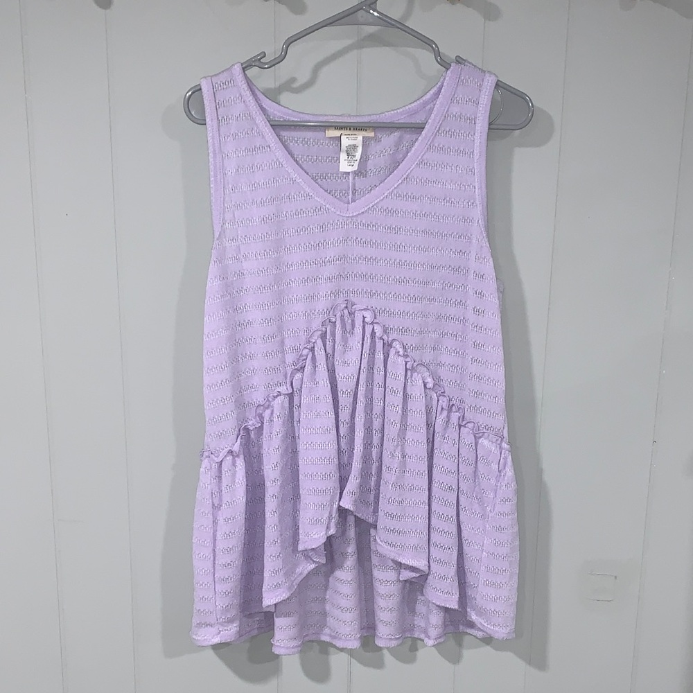 Saints & Hearts Light Purple Tank Top Size Large